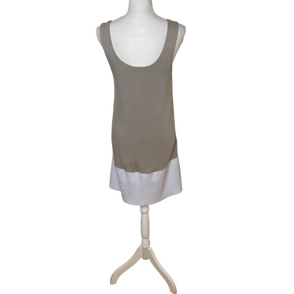 Bailey 44 Dress Genuine Leather Trim Jersey Stretch Knit Tank Dress Womens M - Picture 5 of 8